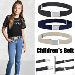 Kids Elastic Belts Kids 2.5cm Width Boy Girl Children Adjustable Elastic Canvas Waistband Stretch Waist Belt with Buckle 60-80cm