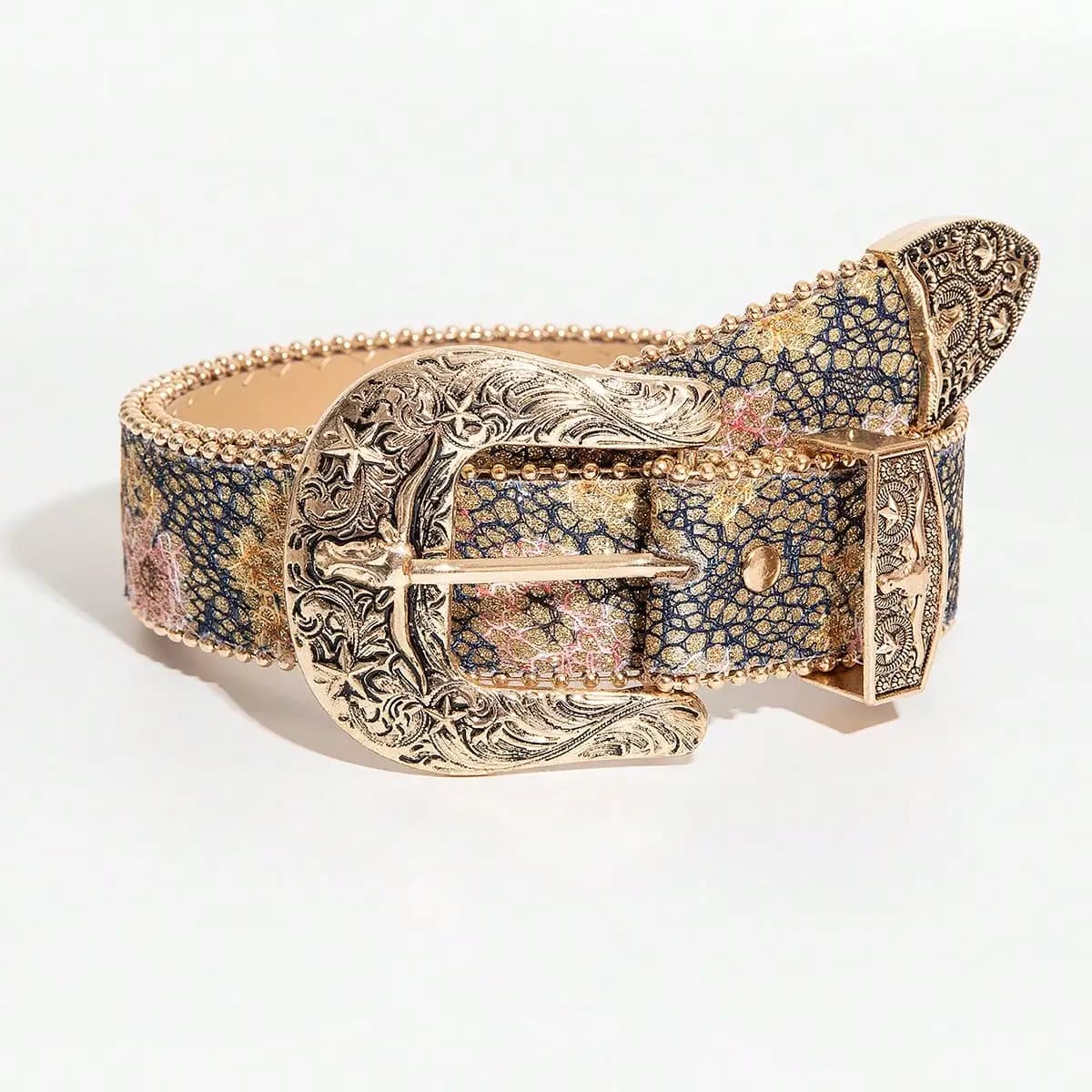 1pc women's vintage floral Western-style belt, a versatile denim-style accessory belt, suitable for casual gatherings