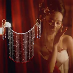 Ancient Style Hair Accessories Hanfu Veil Female Hanging Ear Tassel Face Curtain Chinese Headdress Dance Performance Accessories