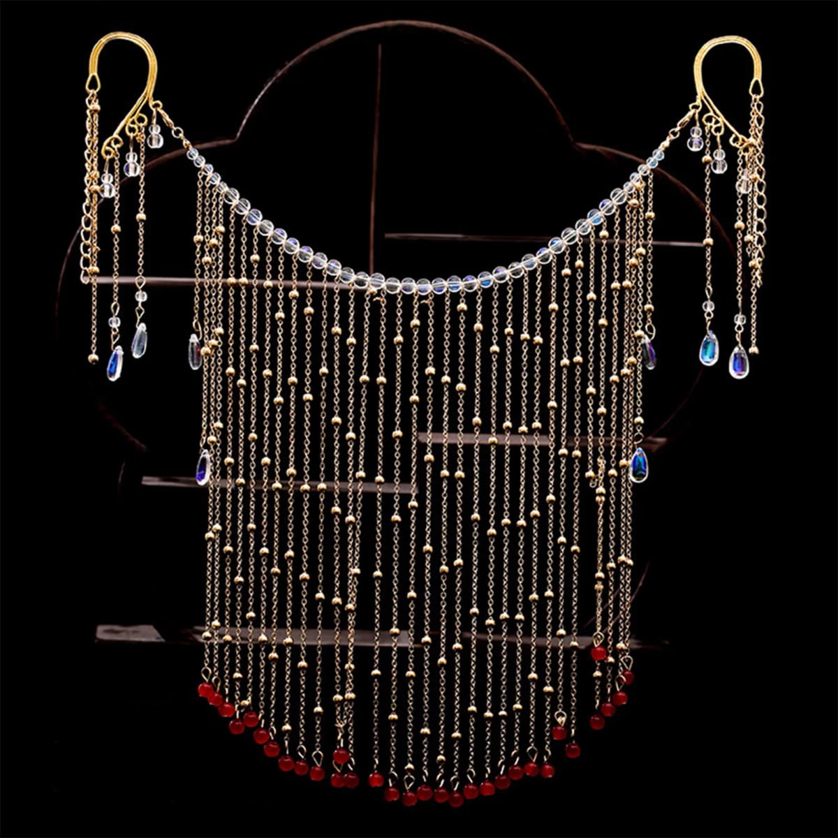 Ancient Style Hair Accessories Hanfu Veil Female Hanging Ear Tassel Face Curtain Chinese Headdress Dance Performance Accessories