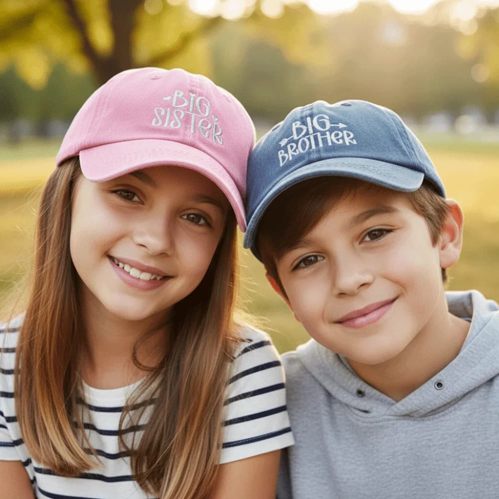 Fashion Washed Cotton Big Brother Big Sister Caps Adjustable Vintage Dad Hat Breathable Embroidery Baseball Cap Gifts