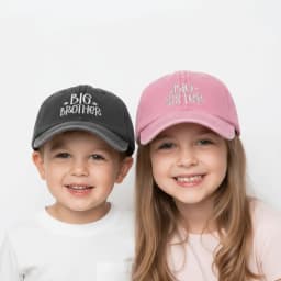 Fashion Washed Cotton Big Brother Big Sister Caps Adjustable Vintage Dad Hat Breathable Embroidery Baseball Cap Gifts