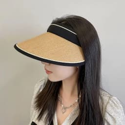 Women Girls Empty Top Wide Large Brim Foldable Casual Visors Sun Hats Straw Cap Sunshade Beach Hat
