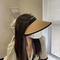 Women Girls Empty Top Wide Large Brim Foldable Casual Visors Sun Hats Straw Cap Sunshade Beach Hat