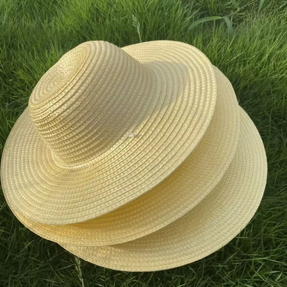 Simple Wide Brim Straw Hats Large With Windproof Rope Sun Hat Fishing Caps Women Men
