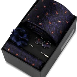 Men Tie Set With Box Flower Pin Luxury Necktie Handkerchief Brooch With Cufflinks Set Gift Box Wedding Men Suits Neck Gravatas