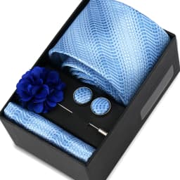 Men Tie Set With Box Flower Pin Luxury Necktie Handkerchief Brooch With Cufflinks Set Gift Box Wedding Men Suits Neck Gravatas
