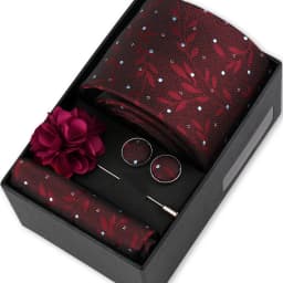 Men Tie Set With Box Flower Pin Luxury Necktie Handkerchief Brooch With Cufflinks Set Gift Box Wedding Men Suits Neck Gravatas