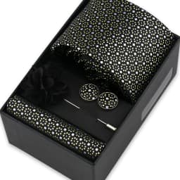 Men Tie Set With Box Flower Pin Luxury Necktie Handkerchief Brooch With Cufflinks Set Gift Box Wedding Men Suits Neck Gravatas