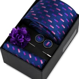 Men Tie Set With Box Flower Pin Luxury Necktie Handkerchief Brooch With Cufflinks Set Gift Box Wedding Men Suits Neck Gravatas