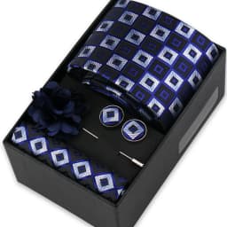 Men Tie Set With Box Flower Pin Luxury Necktie Handkerchief Brooch With Cufflinks Set Gift Box Wedding Men Suits Neck Gravatas