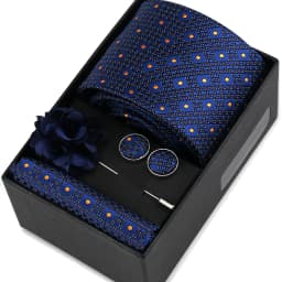 Men Tie Set With Box Flower Pin Luxury Necktie Handkerchief Brooch With Cufflinks Set Gift Box Wedding Men Suits Neck Gravatas