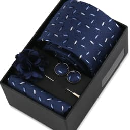 Men Tie Set With Box Flower Pin Luxury Necktie Handkerchief Brooch With Cufflinks Set Gift Box Wedding Men Suits Neck Gravatas