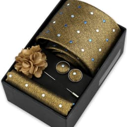 Men Tie Set With Box Flower Pin Luxury Necktie Handkerchief Brooch With Cufflinks Set Gift Box Wedding Men Suits Neck Gravatas