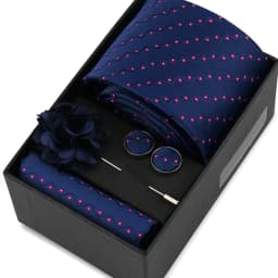 Men Tie Set With Box Flower Pin Luxury Necktie Handkerchief Brooch With Cufflinks Set Gift Box Wedding Men Suits Neck Gravatas