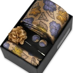 Men Tie Set With Box Flower Pin Luxury Necktie Handkerchief Brooch With Cufflinks Set Gift Box Wedding Men Suits Neck Gravatas