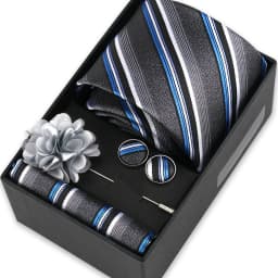 Men Tie Set With Box Flower Pin Luxury Necktie Handkerchief Brooch With Cufflinks Set Gift Box Wedding Men Suits Neck Gravatas