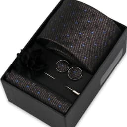 Men Tie Set With Box Flower Pin Luxury Necktie Handkerchief Brooch With Cufflinks Set Gift Box Wedding Men Suits Neck Gravatas