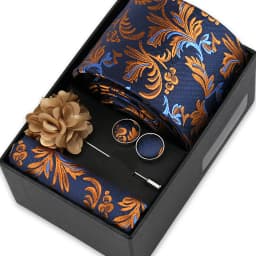 Men Tie Set With Box Flower Pin Luxury Necktie Handkerchief Brooch With Cufflinks Set Gift Box Wedding Men Suits Neck Gravatas