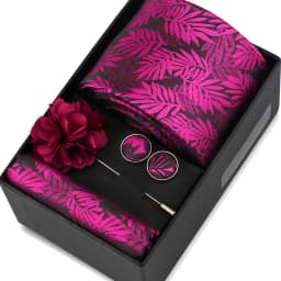 Men Tie Set With Box Flower Pin Luxury Necktie Handkerchief Brooch With Cufflinks Set Gift Box Wedding Men Suits Neck Gravatas