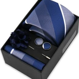 Men Tie Set With Box Flower Pin Luxury Necktie Handkerchief Brooch With Cufflinks Set Gift Box Wedding Men Suits Neck Gravatas