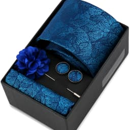 Men Tie Set With Box Flower Pin Luxury Necktie Handkerchief Brooch With Cufflinks Set Gift Box Wedding Men Suits Neck Gravatas