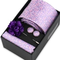 Men Tie Set With Box Flower Pin Luxury Necktie Handkerchief Brooch With Cufflinks Set Gift Box Wedding Men Suits Neck Gravatas