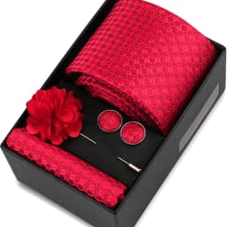 Men Tie Set With Box Flower Pin Luxury Necktie Handkerchief Brooch With Cufflinks Set Gift Box Wedding Men Suits Neck Gravatas