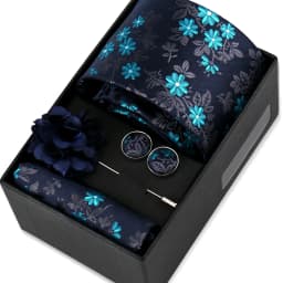 Men Tie Set With Box Flower Pin Luxury Necktie Handkerchief Brooch With Cufflinks Set Gift Box Wedding Men Suits Neck Gravatas