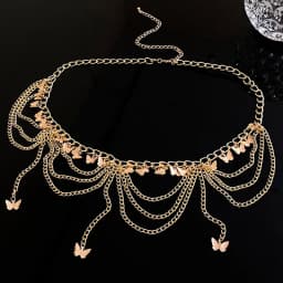 Female Tassel Waist Chain Belt Metal Star Pentagram Chain Belt Women Vintage Waist Belt Women Decorative Body Jewelry