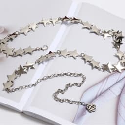 Female Tassel Waist Chain Belt Metal Star Pentagram Chain Belt Women Vintage Waist Belt Women Decorative Body Jewelry
