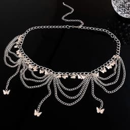 Female Tassel Waist Chain Belt Metal Star Pentagram Chain Belt Women Vintage Waist Belt Women Decorative Body Jewelry