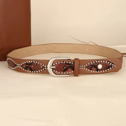 Trendy Punk Y2K Snake Print Belt with Pearls & Studs, PU Leather Waistband for Both Men and Women, Perfect for Jeans and Dresses