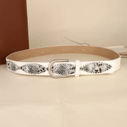 Trendy Punk Y2K Snake Print Belt with Pearls & Studs, PU Leather Waistband for Both Men and Women, Perfect for Jeans and Dresses