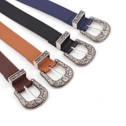 New Arrival: European American Fashion Unisex Retro Denim-Style Buckle Belt Exquisitely Embossed High-Quality Wide Belt