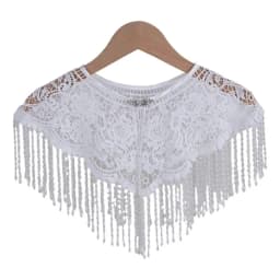 39BD Cloud Shoulder Shawl Handmade Beaded Tassels Trim Traditional Wedding Attires Dance Costume Accessory