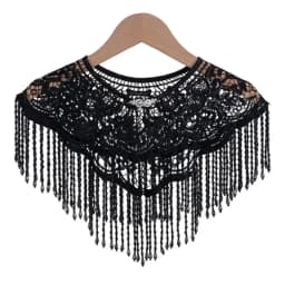 39BD Cloud Shoulder Shawl Handmade Beaded Tassels Trim Traditional Wedding Attires Dance Costume Accessory