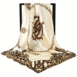 90*90cm Silk Satin Square Scarf Women Leopard Printed Headband Luxury Designers Scarf Handkerchief Foulard Silk Hair Band