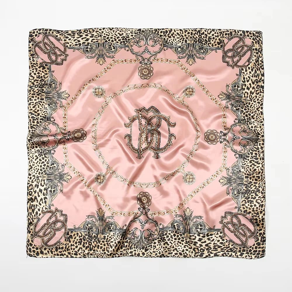 90*90cm Silk Satin Square Scarf Women Leopard Printed Headband Luxury Designers Scarf Handkerchief Foulard Silk Hair Band