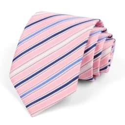 Men's Classic Jacquard Stripes Dot 8cm Polyester Wedding Tie Formal Business Pink Light Color Necktie Accessories Gift For Men