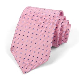 Men's Classic Jacquard Stripes Dot 8cm Polyester Wedding Tie Formal Business Pink Light Color Necktie Accessories Gift For Men