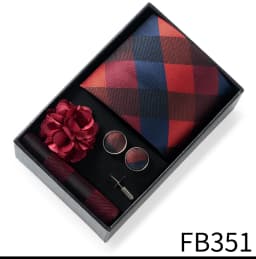 New Style Brand Fashion 8 Cm Tie Handkerchief Cufflinks Brooch Set For Men Red Grey Wedding Gravatas Gift Box Fit Party