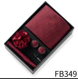 New Style Brand Fashion 8 Cm Tie Handkerchief Cufflinks Brooch Set For Men Red Grey Wedding Gravatas Gift Box Fit Party