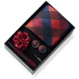 New Style Brand Fashion 8 Cm Tie Handkerchief Cufflinks Brooch Set For Men Red Grey Wedding Gravatas Gift Box Fit Party