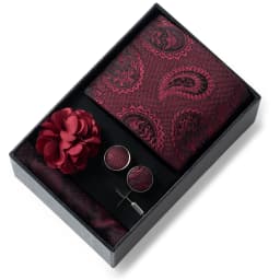 New Style Brand Fashion 8 Cm Tie Handkerchief Cufflinks Brooch Set For Men Red Grey Wedding Gravatas Gift Box Fit Party