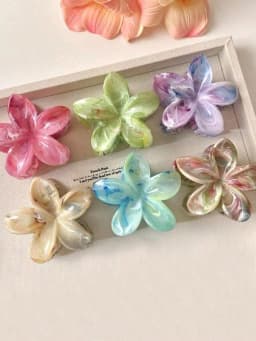 1/6Pcs 1.57in color random gradient egg flower grip clip Bauhinia flower hair clip high-end women's back of the head shark clip