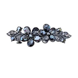 Elegant Black Rhinestone Crystal Flower Spring Clip Hair Clip High-end Women's Back of Head Half-tied Hairpin Hair Accessories
