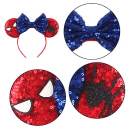 1pc Cartoon Mouse Ear Hair Accessory Cartoon Spider Pattern Sequin Bow Hair Hoops With Unisex Theme Party Hairbands