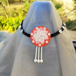 Fashion Flower Hanbok Wig Headdress Tassel Traditional Korea Ethnic Style Hairband Elegant Classical Stage Dance Hair Hoop Girls
