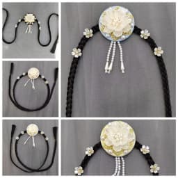 Fashion Flower Hanbok Wig Headdress Tassel Traditional Korea Ethnic Style Hairband Elegant Classical Stage Dance Hair Hoop Girls